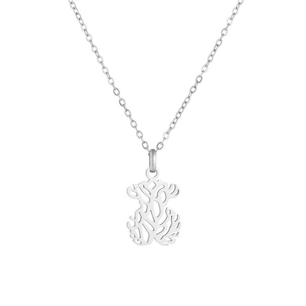 Bear Family 304 Stainless Steel Set Necklace Flat Polished Women's Bear Earrings Jewelry_ipsvogv.com