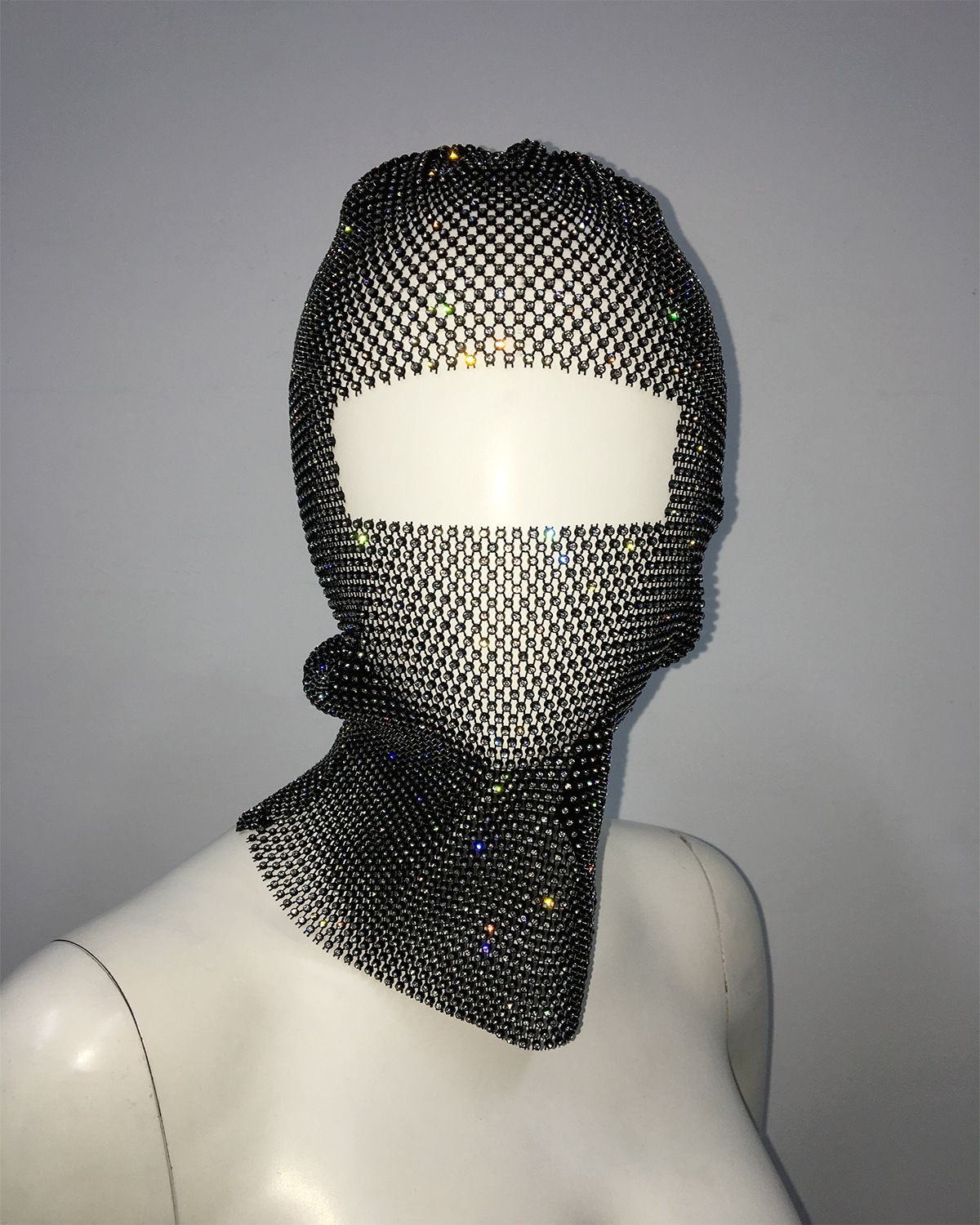 Rhinestone fishing net headscarf fashion trend holiday carnival diamond head cover facekini_ipsvogv.com