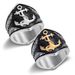 Nordic Viking Ship Anchor Stainless Steel Blackened Pirate Series Men's Ring_ipsvogv.com