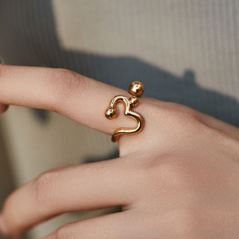 Irregular stacking ring color preservation business fashion OL ladies retro ring modern style real gold electroplating_ipsvogv.com