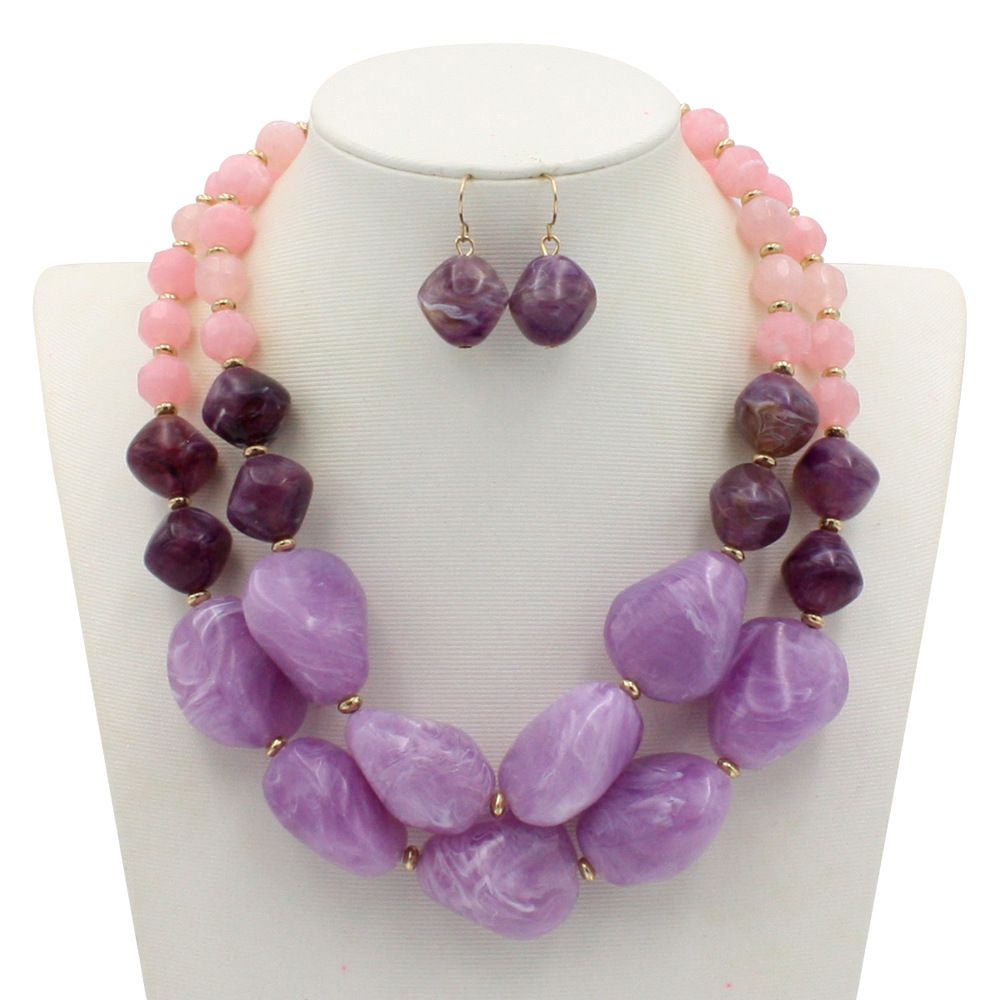 Trendy Jewelry Jelly Colorful Beaded Double Layer Sweater Chain 8290_ipsvogv.com