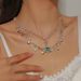 2024 new explosive blue love shell double layer wear girl princess gold high-grade necklace_ipsvogv.com