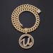 Trendy Personality Letter U Round Pendant Full Diamond 3D Cuban Necklace Nightclub Street Dance Clavicle Chain_ipsvogv.com