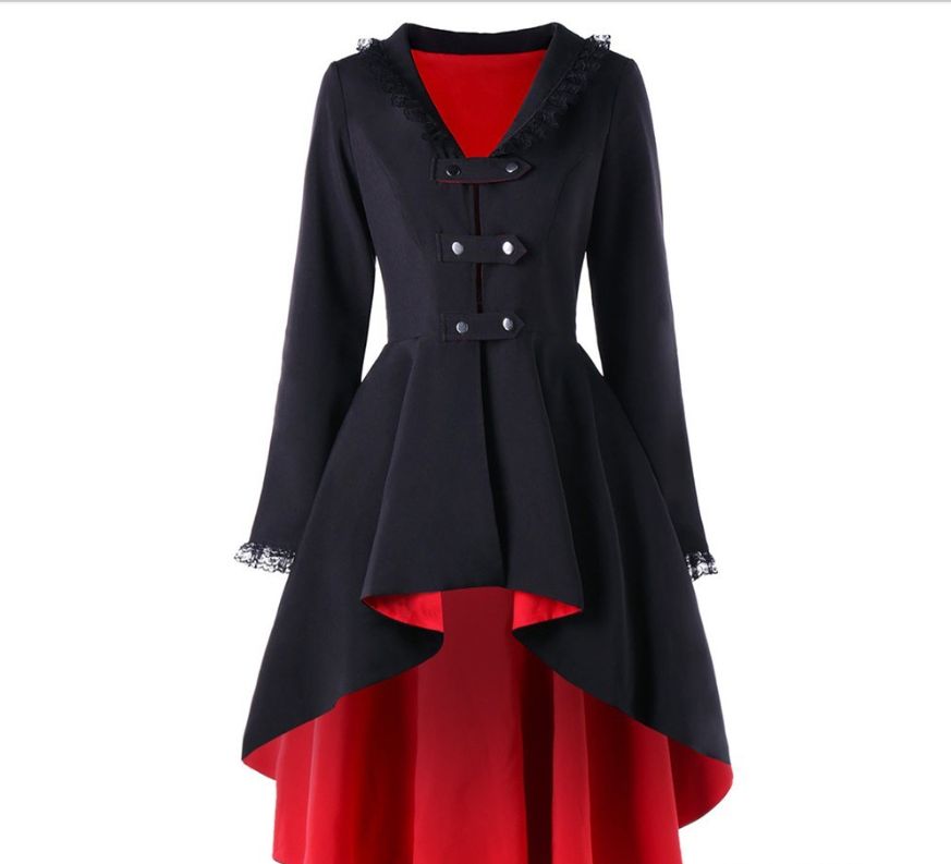 Women's Clothing Autumn new retro mid length windbreaker for women Gothic style jacket large size women's clothing_ipsvogv.com