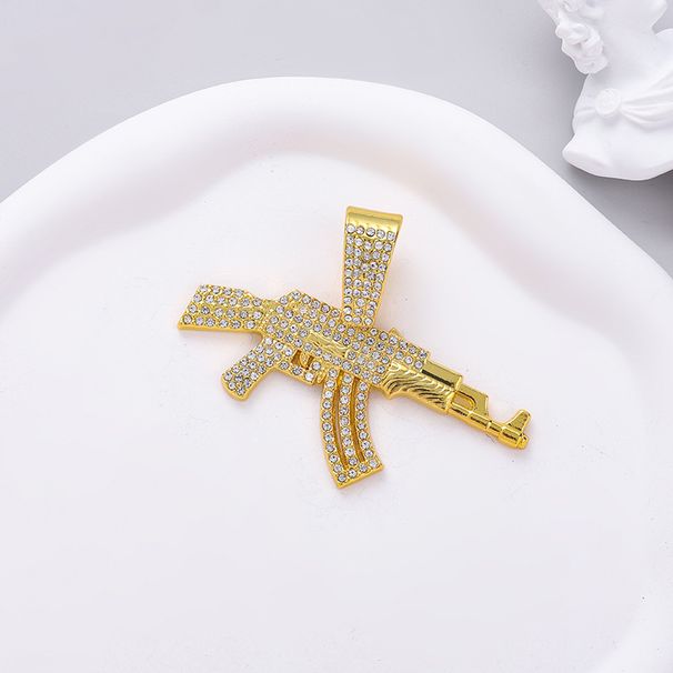 Unisex Alloy Game Peripheral AK Submachine Gun Cuban Chain Firearms Necklace Men's Hip Hop Hip Hop Style Sweater Chain_ipsvogv.com