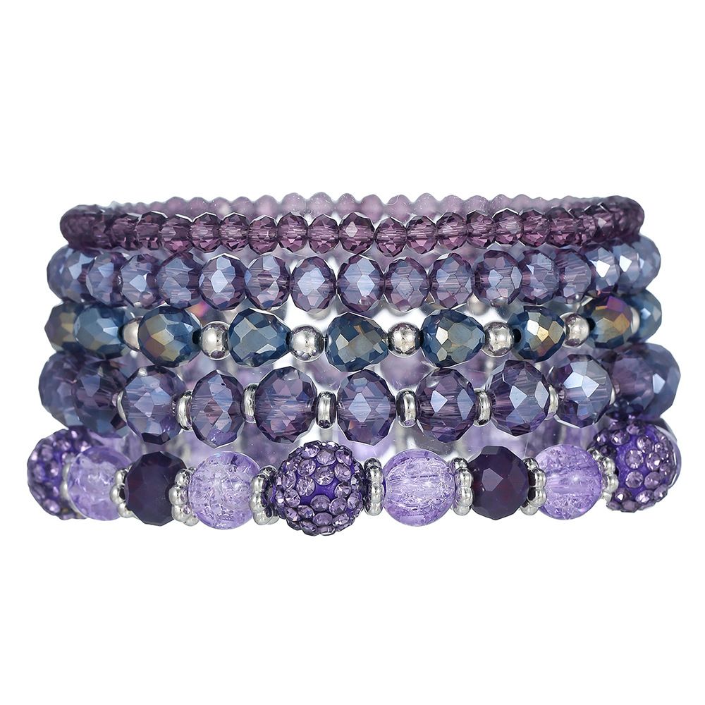 Popular Bohemian Style Multi Layer Stacking Bracelets For Women, Soft Clay Rice Beads, Diamond Ball Hand Accessories, Elastic Bracelets_ipsvogv.com