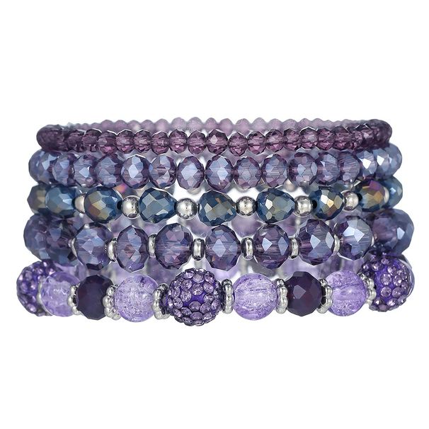 Popular Bohemian Style Multi Layer Stacking Bracelets For Women, Soft Clay Rice Beads, Diamond Ball Hand Accessories, Elastic Bracelets_ipsvogv.com