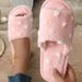 Polka dot cross open toe cotton slippers indoor women home open non-slip silent soft sole slippers_ipsvogv.com
