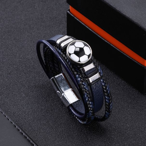 Hot Selling Trendy Metal Fashion Personality Black And White Football Accessories Leather Bracelet Jewelry_ipsvogv.com