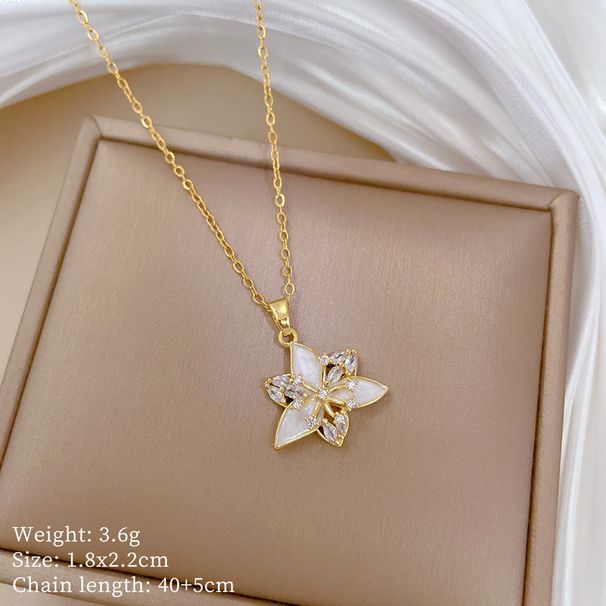 Drip 【 】 Oil Flower Light Luxury Charm Gorgeous Full Diamond Necklace Women's Versatile Clavicle Titanium Steel Chain 【 】 】 【 【 】_ipsvogv.com