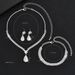 Three-Piece Combination Diamond-Studded Water Drop Bracelet Necklace Earrings Set Fashion Bridal Wedding Jewelry_ipsvogv.com