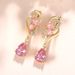 Cao Shitemu Waterdrop Shaped Pink With Birthstone, High Grade And Light Luxury Earrings, Design Earrings_ipsvogv.com