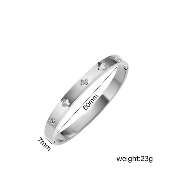 Instagram Fashion Women's Diamond Set Clover Stainless With Colorless Light Luxury Buckle Titanium Steel Bracelet_ipsvogv.com