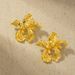French Style Copper Gold-Plated Irregular Flower For Women, Niche Exaggerated Metal Texture Minimalist Earrings_ipsvogv.com
