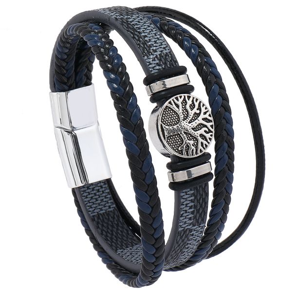Braided leather bracelet fashion punk style multi layer men's bracelet fashion trend tree of life personality bracelet_ipsvogv.com