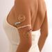 Tribal Style Stone Chain Ring Beaded Spiral Line Jewelry Open Arm Bracelet_ipsvogv.com