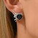 version of Korean style fresh sweet simple and caring, niche, inlaid with black design earrings, versatile earrings_ipsvogv.com