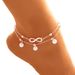 Fashion Double Infinite Simulated Pearl Pendant Anklet Foot Chain Summer Bracelet Charm 2 Color Anklets Foot Jewelry_ipsvogv.com