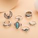 New Bohemian Turquoise Moon Feather Snake Set Of 7 Rings_ipsvogv.com