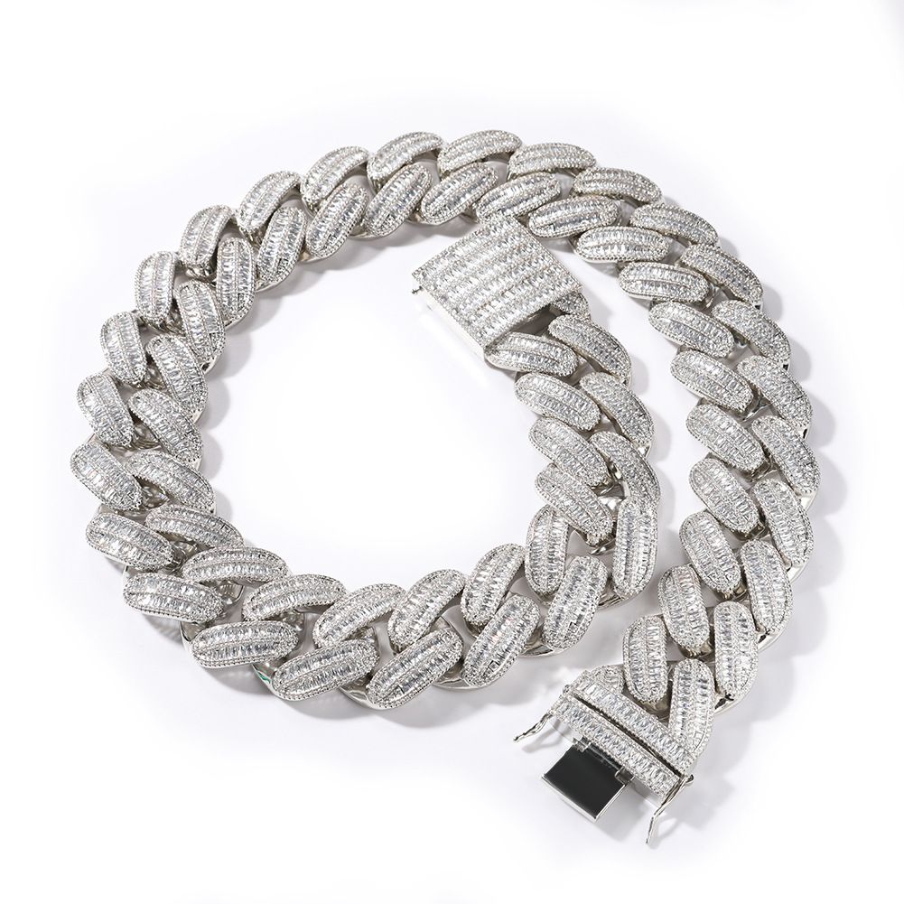 Men's Jewelry Hip Hop 40MM Buckle Ladder Square Cuban Necklace Personality Copper Inlaid Zircon Multi Size Accessories Jewelry_ipsvogv.com