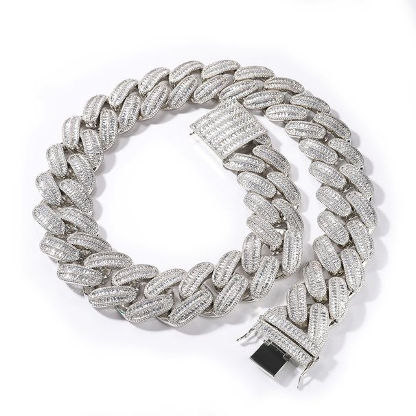 Men's Jewelry Hip Hop 40MM Buckle Ladder Square Cuban Necklace Personality Copper Inlaid Zircon Multi Size Accessories Jewelry_ipsvogv.com
