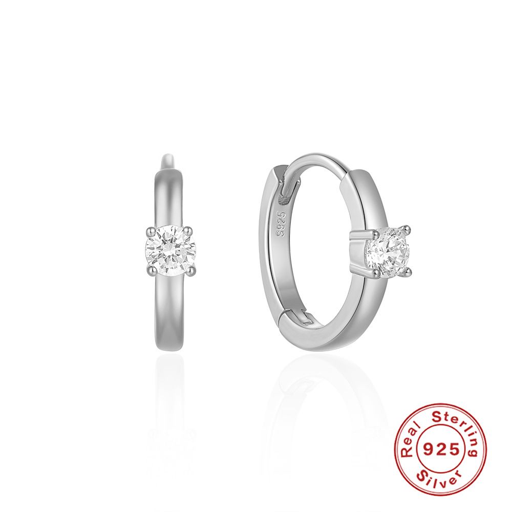 Women's Jewelry S925 Sterling Silver Classic Four Claw Single Diamond Earrings Minimalist Ins Style Earrings_ipsvogv.com