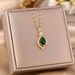 Live Broadcast Inlaid High-end Non Fading Emerald Zircon Steel Necklace For Women's Summer Water Drop_ipsvogv.com