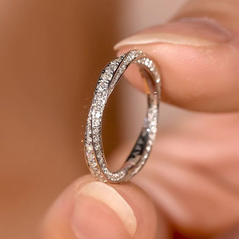 Cao Shi Simple Classic Fashion Engagement Ring Micro Inlaid Zircon Women's Jewelry_ipsvogv.com