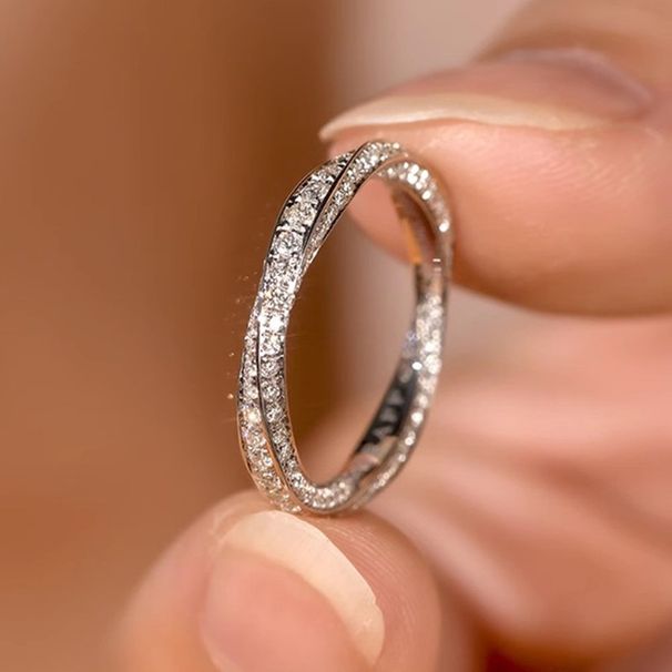 Cao Shi Simple Classic Fashion Engagement Ring Micro Inlaid Zircon Women's Jewelry_ipsvogv.com