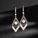 Women's earrings trendy diamond-shaped hollow diamond earrings 2023 new trendy design temperament fashionable ear hook earrings_ipsvogv.com