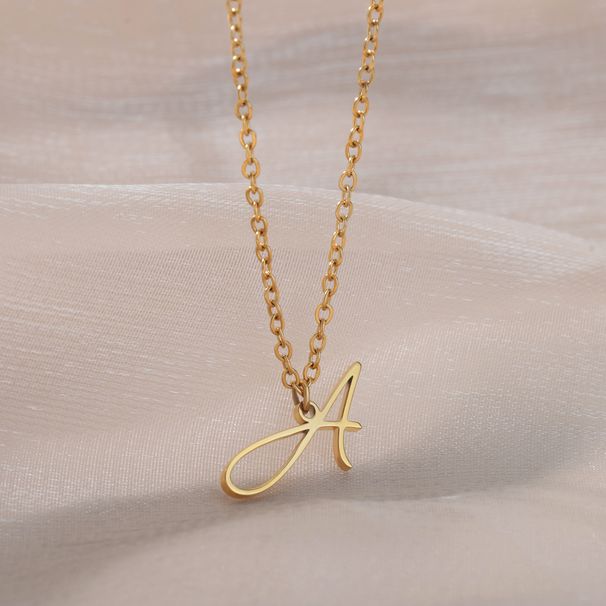 hot selling gold 26 capital English letters necklace stainless steel necklace heart shaped butterfly letter necklace_ipsvogv.com
