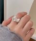 Silver Bow Sparkling Diamond Women's Tail Ring, Niche Design, Instagram Style, Light Luxu, High-end Feeling, New_ipsvogv.com