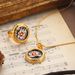 New Flower Enamel Oil Drip Fashion Earrings Oil Painting Series Literary Retro Round Advanced French Necklace Set_ipsvogv.com