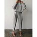 Women's loose solid color long-sleeved casual two-piece set_ipsvogv.com