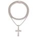 Cross Full Diamond Zinc Alloy Pendant Personalized Trendy Hip Hop Cuban Chain Necklace_ipsvogv.com