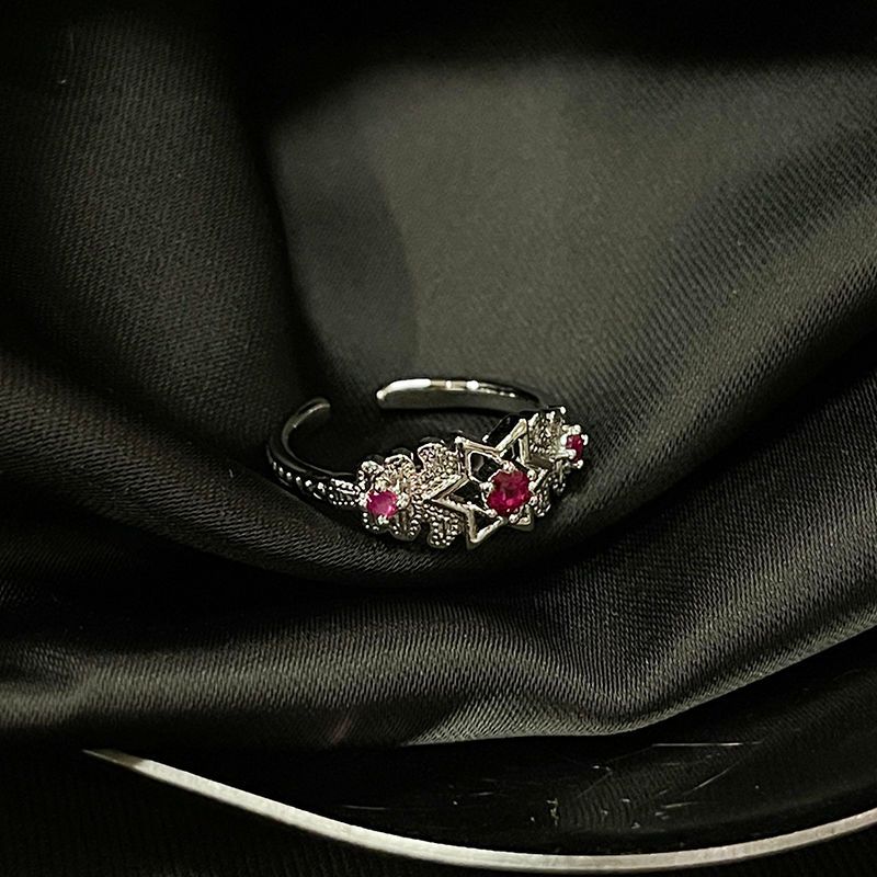high-end Zircon Hot Selling New Red Star Opening Ring Set With Versatile And Niche Design For Women_ipsvogv.com