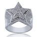 Five Pointed Star Three Dimensional Ring New Upgraded White Copper Hip Hop Trendy Brand Ring Accessories_ipsvogv.com