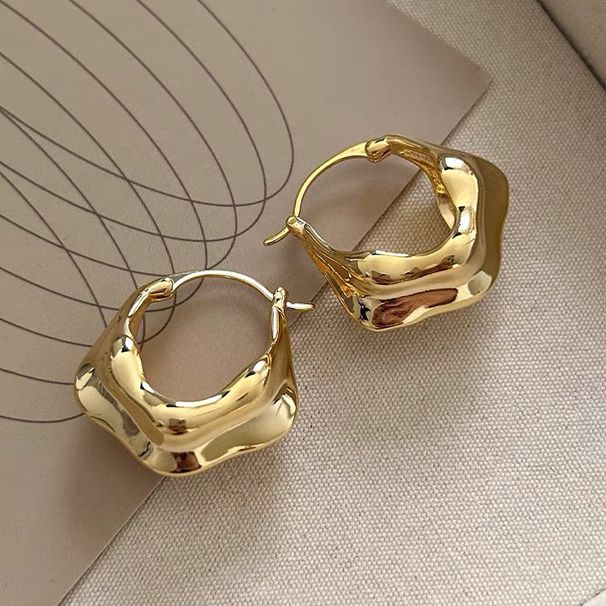 European And American Niche Design Twisted Metal Irregular Earrings Cold Wind Advanced Sense Personality Trendy Ear Buckle Short Women_ipsvogv.com