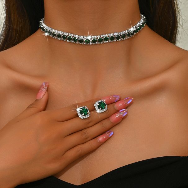 Women’s Jewelry Set Fashion High Quality Sparkling Crystal Necklace Earrings Set Rhinestone Necklace Earrings Dance Performance Accessories_ipsvogv.com