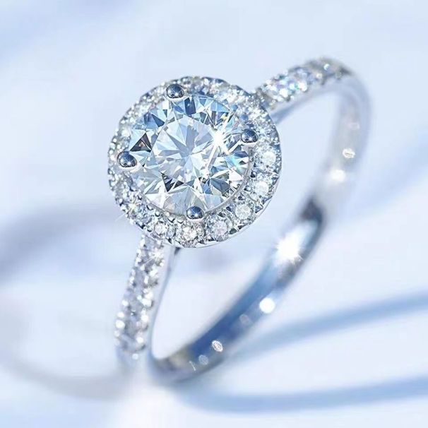 Hot Selling 925 Silver Moissanite Ring Fashionable And Luxurious Round Proposal Marriage Female Plain Ring Wedding Ring_ipsvogv.com
