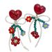 Unisex Red Flower Beaded Earrings New Hot Style Crystal Love Internet Celebrity Unique Bow New Year Earrings For Women_ipsvogv.com