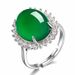 Natural Burmese Old Mine Chalcedony Silver-Plated Green Ethnic Style Open Ring Gift For Her_ipsvogv.com