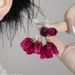 Unisex Burning Romance~Super Fairy Retro Rose Flower Tassel Earrings Ear Clips High End Niche Temperament Holiday Style_ipsvogv.com