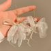 Unisex Super Fairy Gentle White Mesh Flower Bow Earrings Female Niche High End Earrings Light Luxury Holiday Style_ipsvogv.com