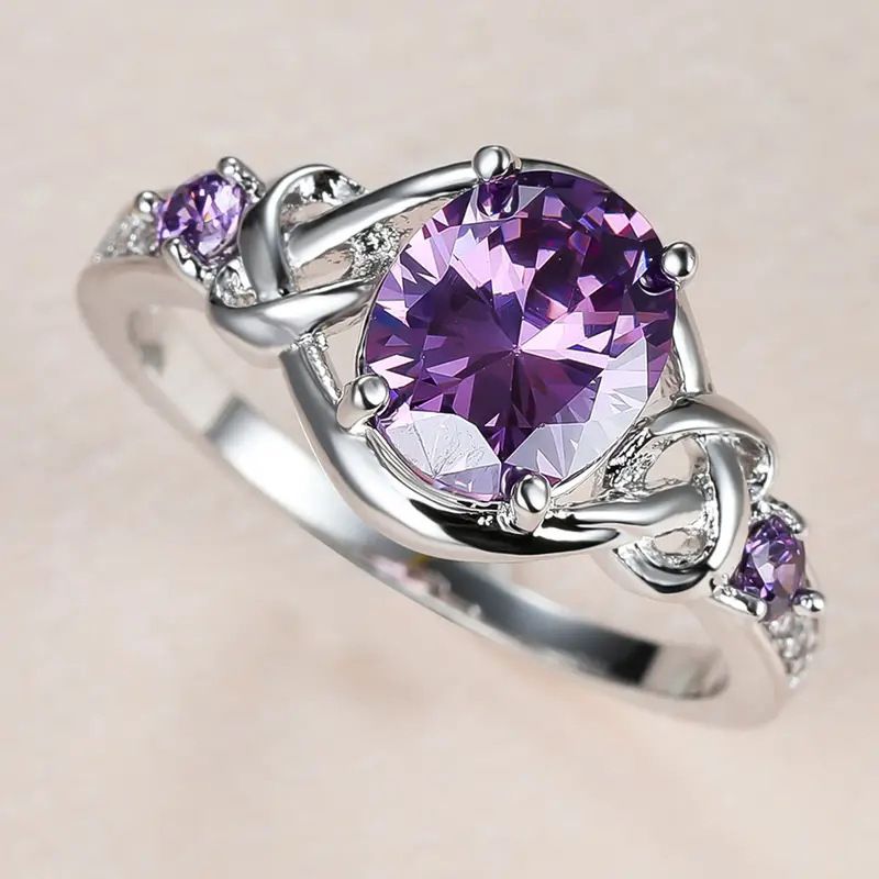 Cao Shi's New Purple Princess Ring With Oval Winding Design_ipsvogv.com