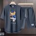 Men's Clothing 2024 Waffle Casual Summer Suit Men's Loose Teen Short sleeved T shirt Shorts Handsome Two piece Suit_ipsvogv.com