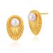 Baroque style brass plated K real gold pearl earrings shell pearl material elegant ear buckles_ipsvogv.com