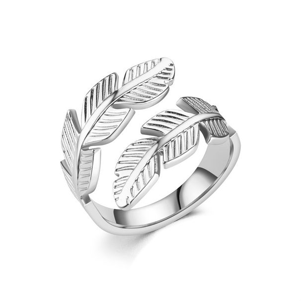 fashion feather ring open titanium steel ring angel wings hip hop style stainless steel ring jewelry_ipsvogv.com