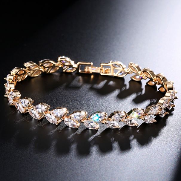 Women's Jewelry Fashion Simple Willow Branch Willow Leaf Bracelet Micro Inlaid AAA Zircon Hand Jewelry Dress Accessories_ipsvogv.com