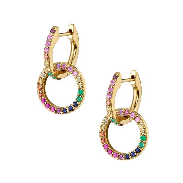 Women's Jewelry S925 Silver Needle Hollow Circle Diamond Earrings Fashion Personality Geometric Double Ring Earrings_ipsvogv.com